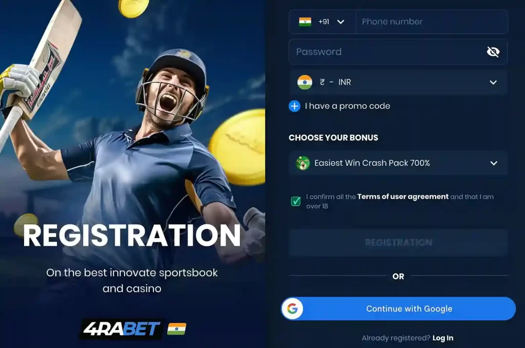 4rabet registration and login